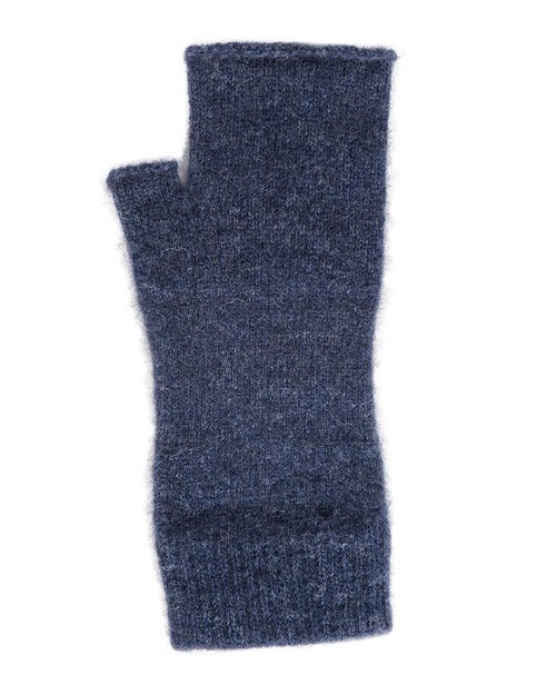 Lothlorian Possum & Merino Plain Fingerless Mitten, Denim