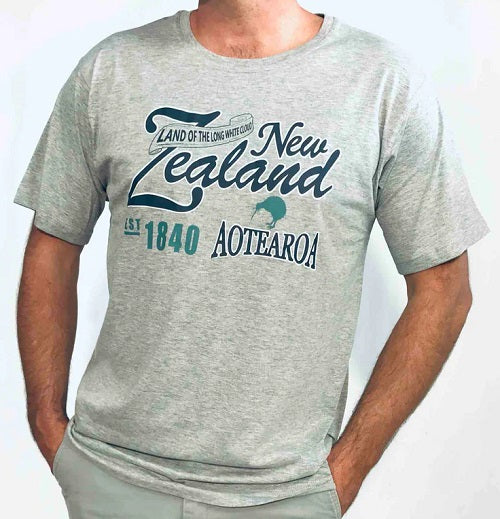 Men's Grey Marl T-Shirt - NZ Aotearoa