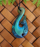 Hand Painted Hook Bone Carving Necklace #1