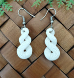 Small Double Twist Bone Carving Earrings - 30mm #05