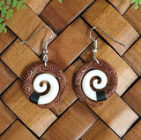 Small Koru Bone & Wood Carving Earrings
