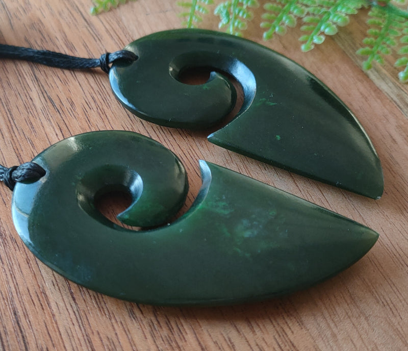 NZ Greenstone Large Half Hearts (Set Of Two Halves)