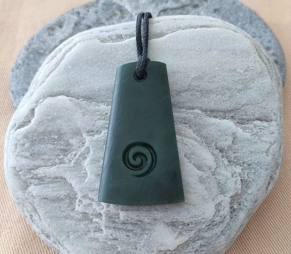 NZ Greenstone Adze with Koru Pendant