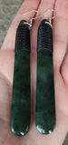 NZ Greenstone Drop Earrings 90mm #67L (very long)