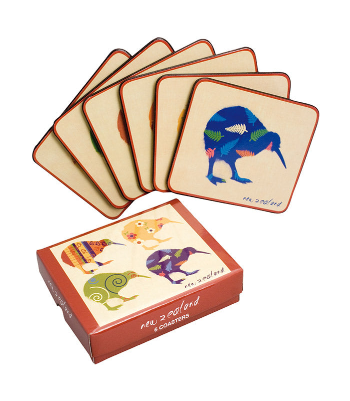 6 Pack Kiwi Applique Coaster Set