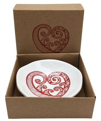 Red Aroha On White - Little Porcelain Dish