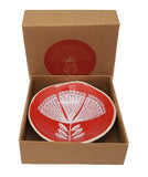 White Pohutukawa Lace On Red - Little Porcelain Dish