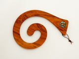 Rimu Wood Single Tablemat with Paua Inlay - Koru