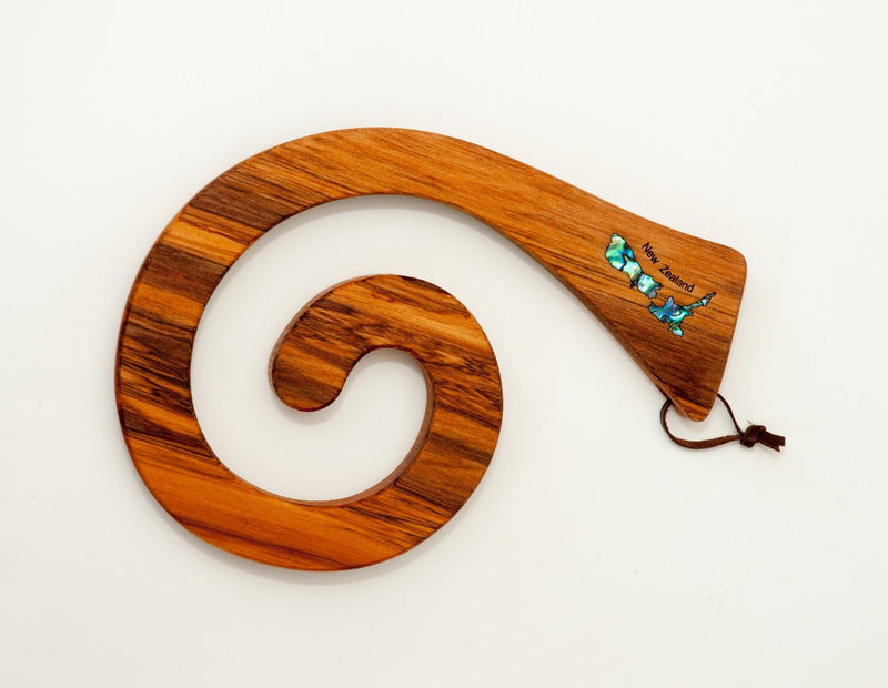 Rimu Wood Single Tablemat with Paua Inlay - NZ Map