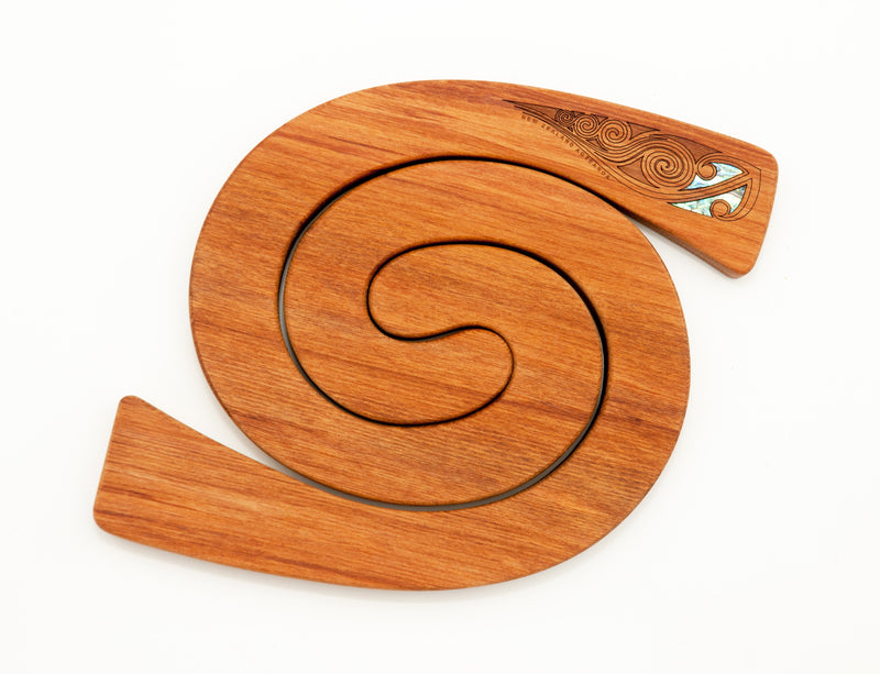 Rimu Wood 2 in 1 Tablemats with Paua Inlay - Native Design