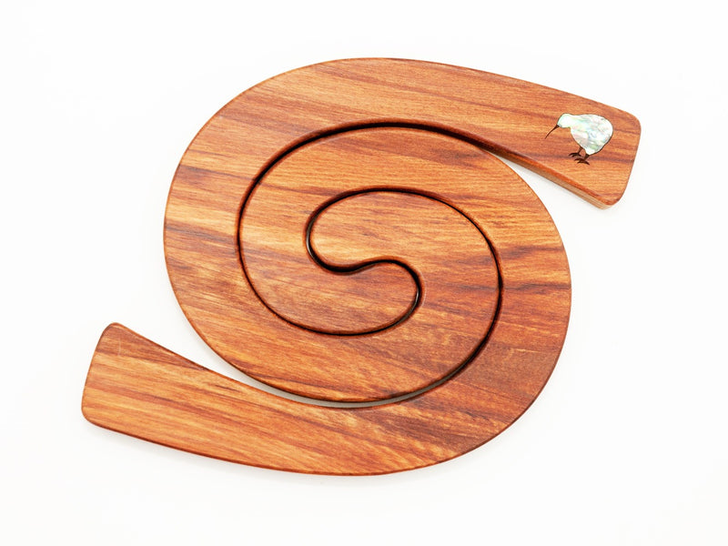 Rimu Wood 2 in 1 Tablemats with Paua Inlay - Kiwi