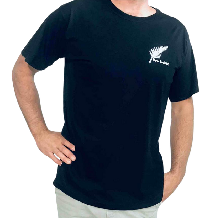 Men's Black T-Shirt - Embroidered Fern