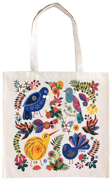Retro Birds Cotton Tote Bag Main image