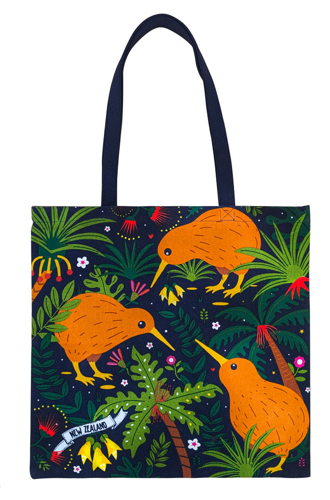 NZ Rainforest Kiwi Cotton Tote Bag Main image