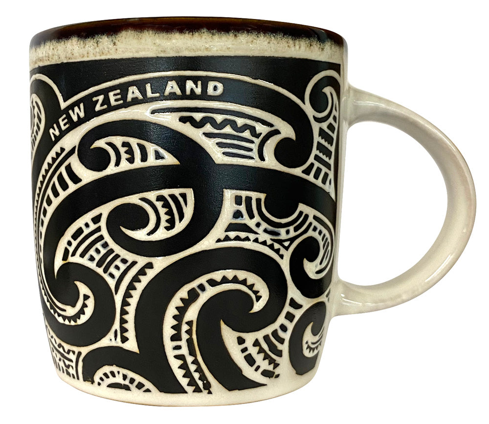 NZ Maori Tattoo Design Mug - Black