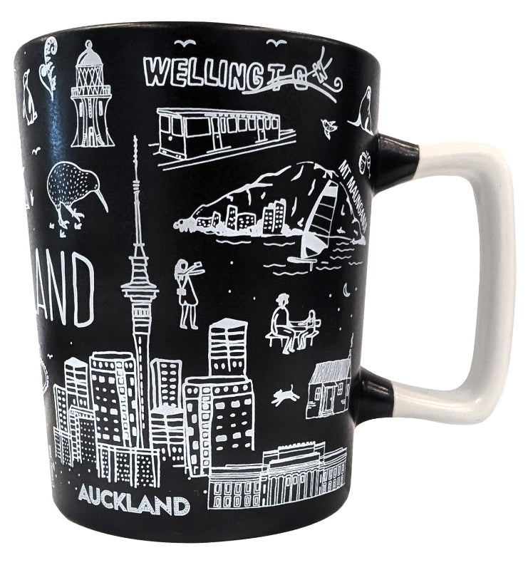 NZ Sketch Tall Ceramic Mug - Black Main image