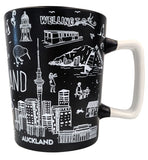 NZ Sketch Tall Ceramic Mug - Black