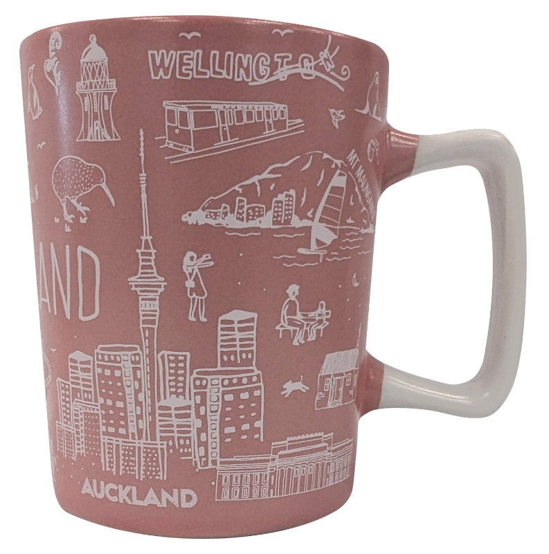 NZ Sketch Espresso Ceramic Small Mug - Pink Main image