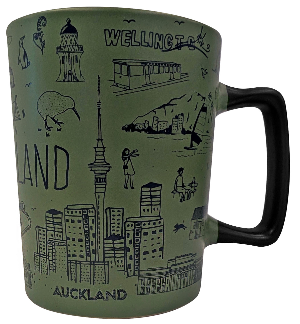 NZ Sketch Espresso Ceramic Small Mug - Green Main image