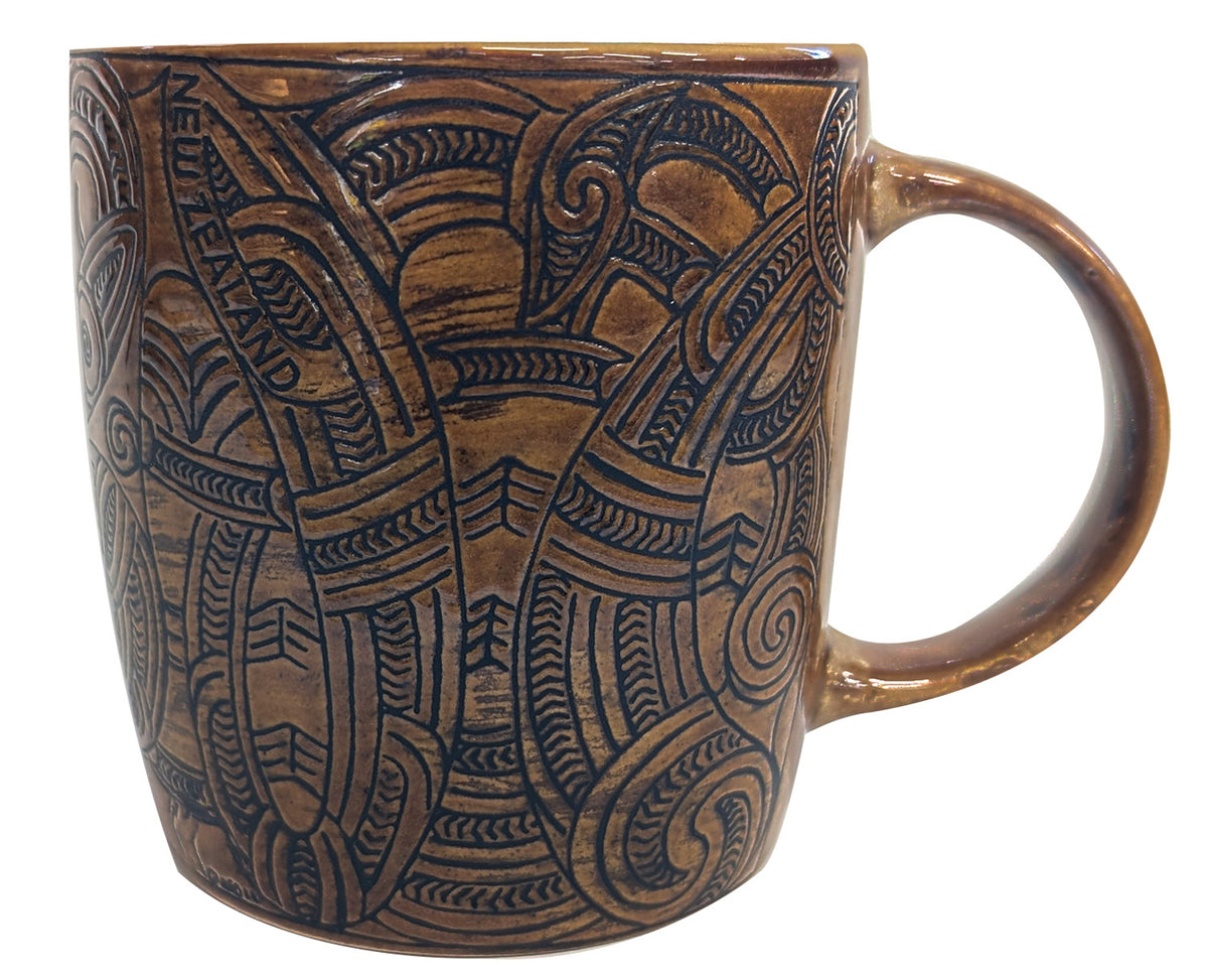 Whakairo Ceramic Mug - Brown