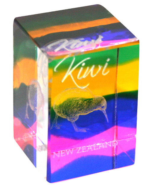 Glass Art - Multi Colour Cube Kiwi Main image
