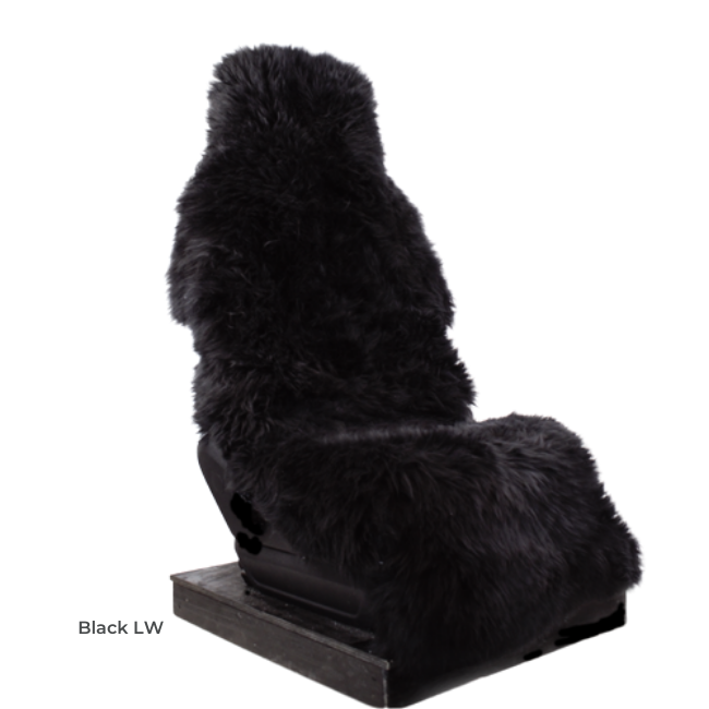 Sheepskin Car Seat Cover Long Wool - Black - NZ Made Main image