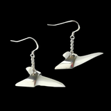 Sterling Silver Capped Facing Forward Mako Shark Teeth Earrings #362