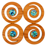 Rimu Wood and Paua Coaster Set of 4