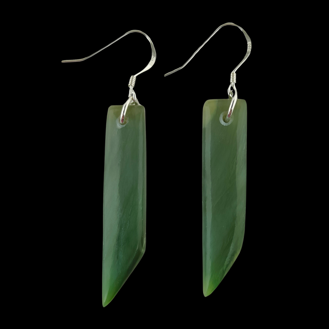 NZ Greenstone Earrings 40mm #AS107 Main image