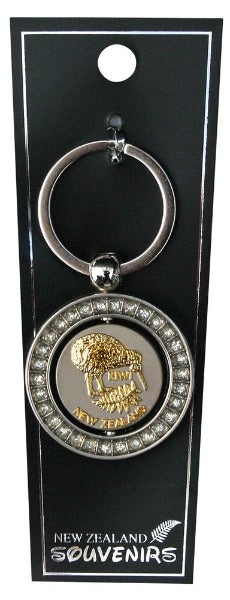 Diamante Spinner Kiwi Keyring Main image
