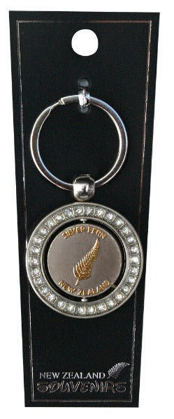 Diamante Spinner Fern Keyring Main image