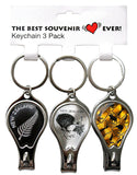NZ Icons 3-Pack Nail Clippers Metal Keyring