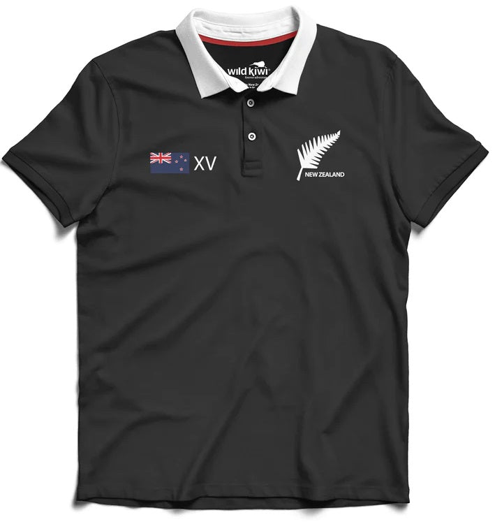 Men's NZ Short Sleeved Rugby Jersey - Embroidered Silver Fern Main image