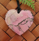 NZ Rhodonite Stone Heart Pendant
