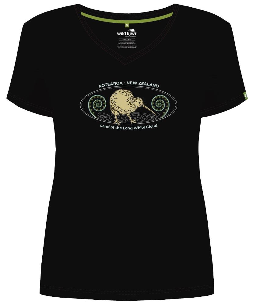 Ladies Fitted T-Shirt - Embroidered Kiwi Koru Main image