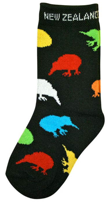 Kids Kiwis on Black Socks - 2-5yrs Main image