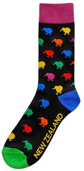 Unisex Bamboo Socks - Kiwi - Black/Multi Colour Main image