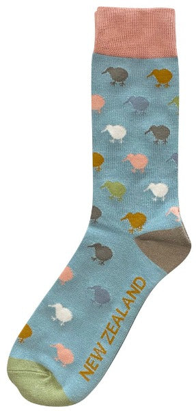 Unisex Bamboo Socks - Kiwi - Dusty Blue/Pink Main image