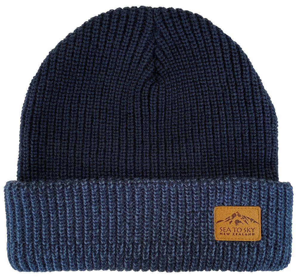 NZ Adults Knit Ribbed Beanie - Denim Main image