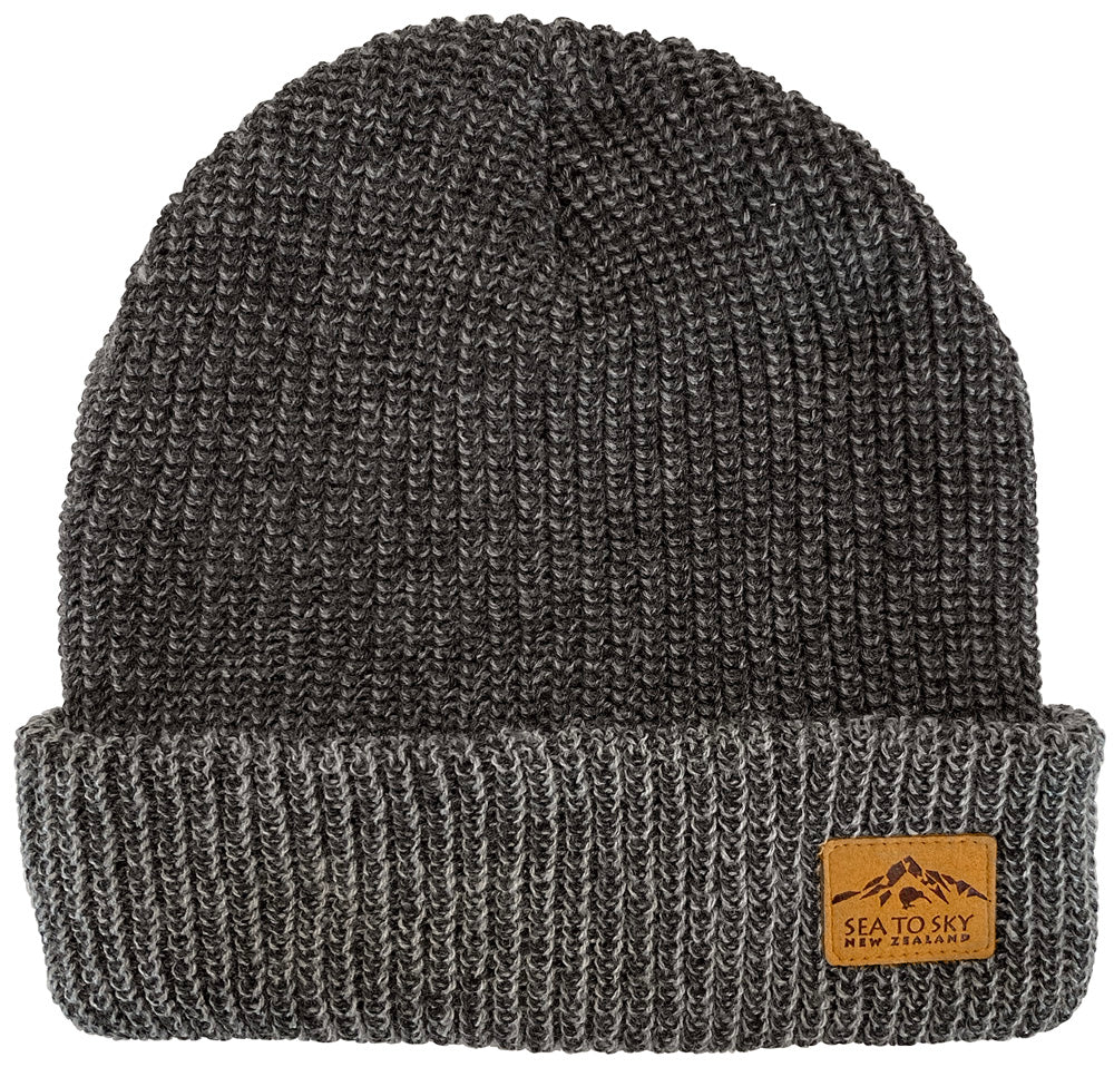 NZ Adults Knit Ribbed Beanie - Charcoal Main image