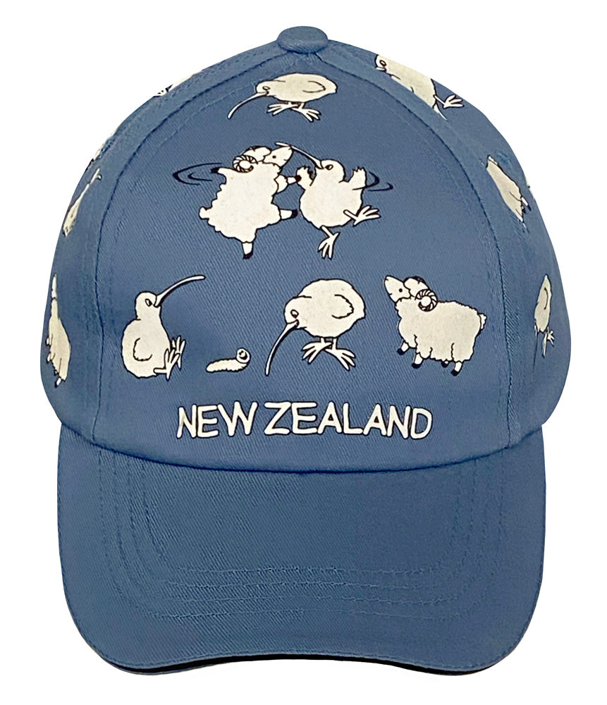 Kids Nightglow Sheep And Kiwis Cap