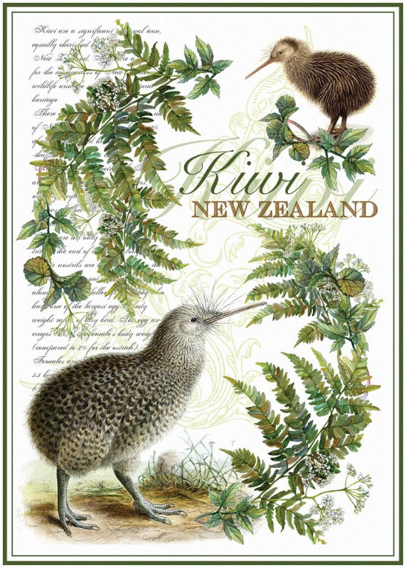 Designer Tea Towel - Kiwi And Fern Tea Towel Main image