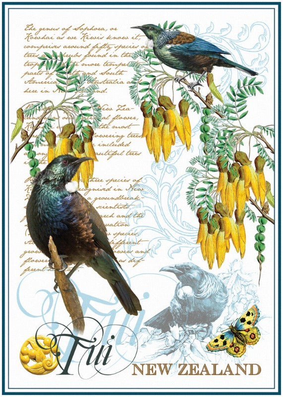 Tui And Kowhai Tea Towel Main image