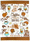 Coffee Kiwis Tea Towel