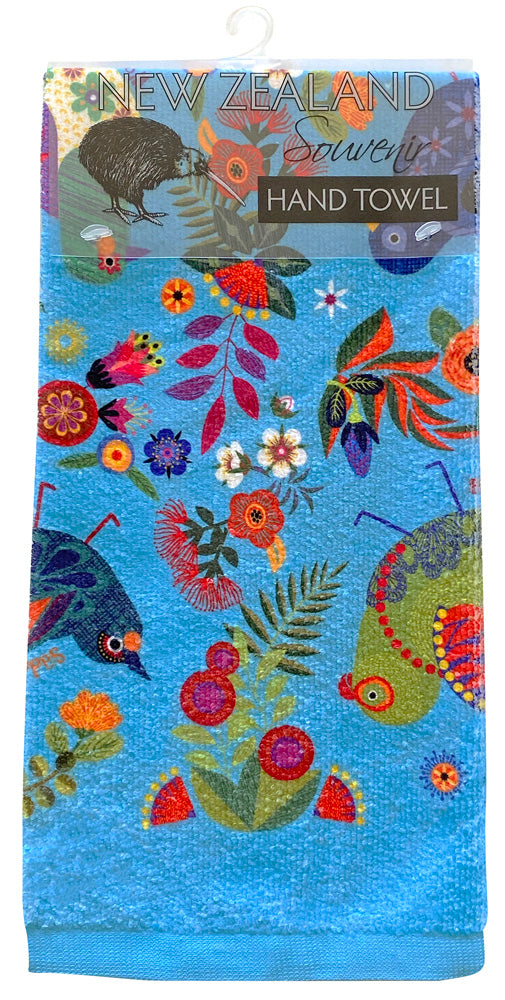 Kitchen Hand Towel - Retro Birds - Turquoise