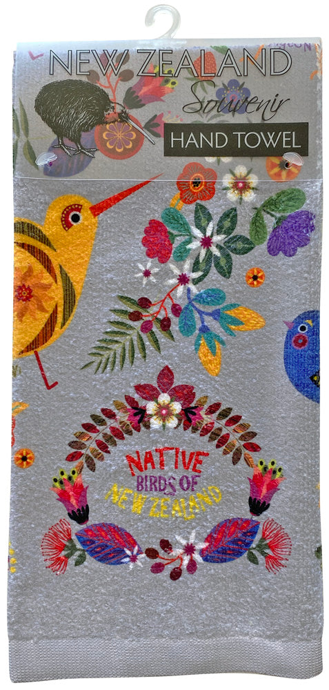 Kitchen Hand Towel - Retro Birds - Grey Main image