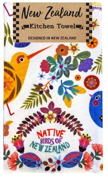 Kitchen Hand Towel - Retro Birds White Main image