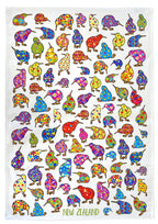 NZ Coloured Kiwis Tea Towel