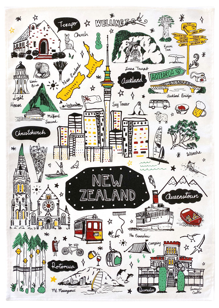 NZ Sketch White Tea Towel Secondary image
