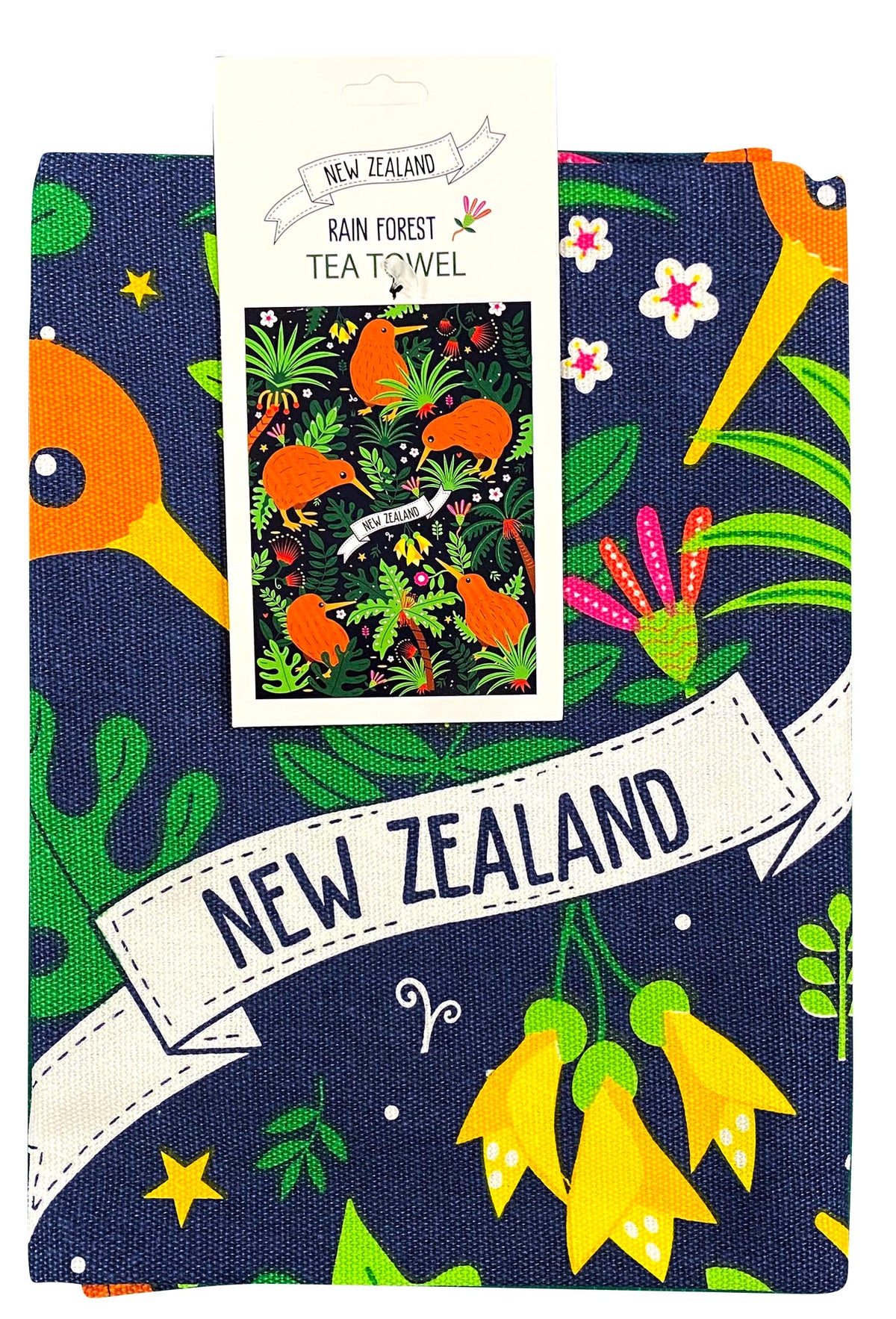 NZ Tea Towel - Rainforest Kiwis Main image